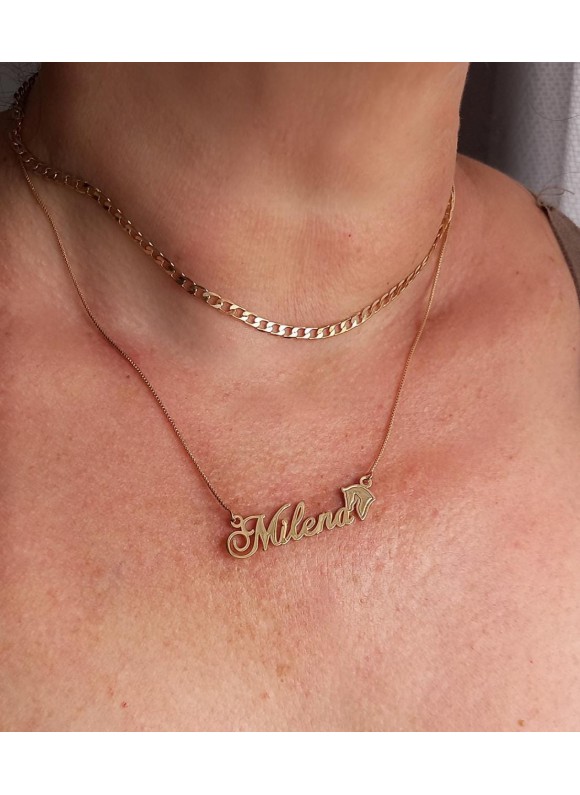Colar Personalizado Nome com Adorno folheado em ouro 18k