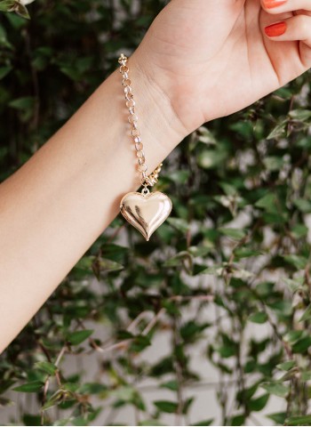 Pulseira Portuguesa Com Coração Cheio Grande banhado em ouro 18k  Pulseira Portuguesa Com Coração Cheio Grande banhado em ouro 18k