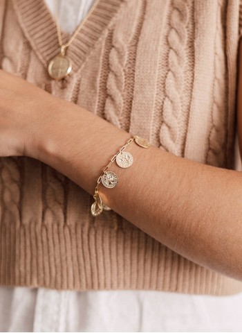 Pulseira Medalhas Penduradas folheado em ouro 18k  Pulseira Medalhas Penduradas folheado em ouro 18k