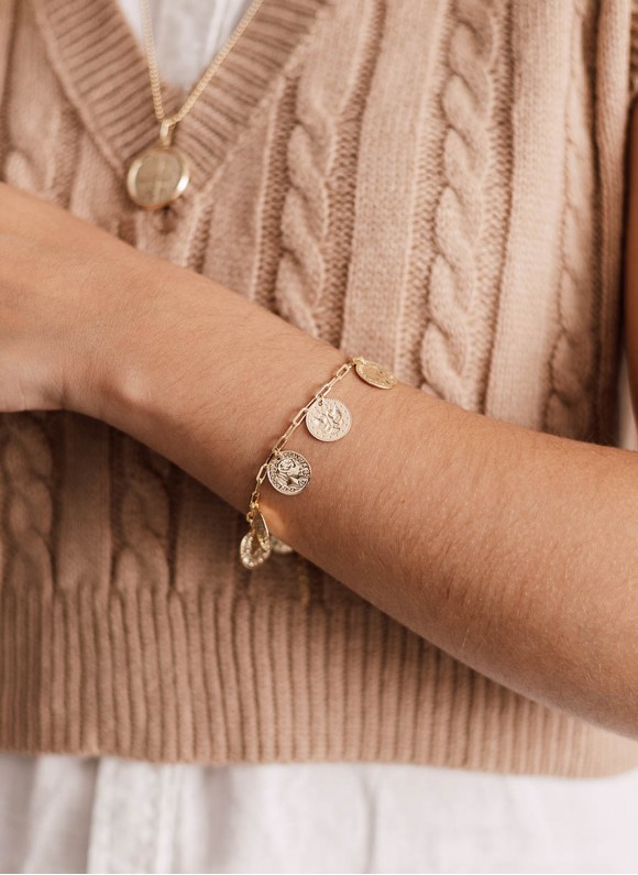 Pulseira Medalhas Penduradas folheado em ouro 18k Pulseira Medalhas Penduradas folheado em ouro 18k