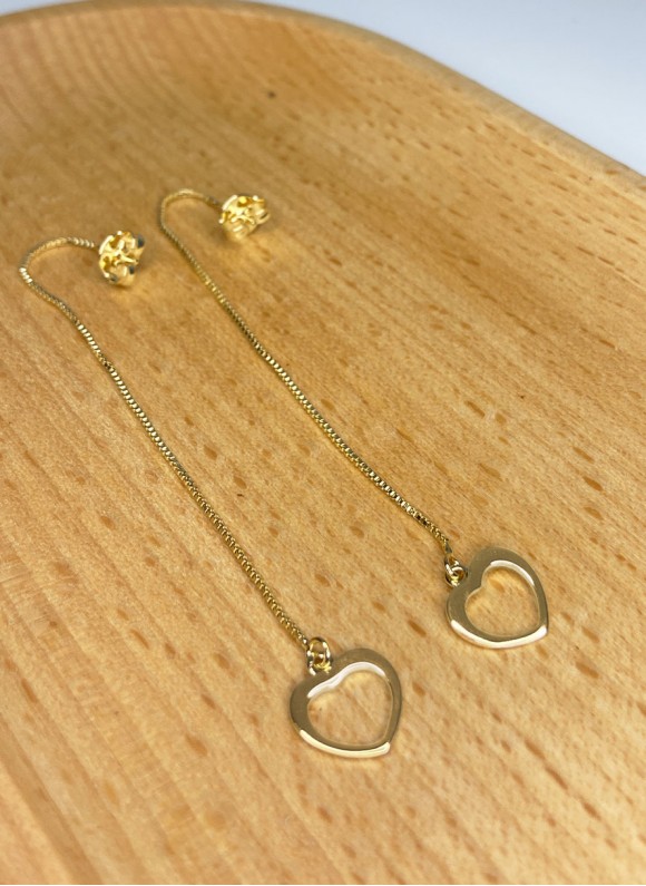 Brinco Ear Chain Hearts - Banho Ouro 18k Brinco Ear Chain Hearts - Banho Ouro 18k