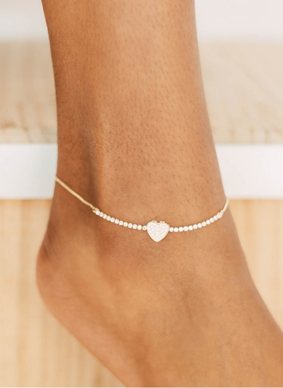 Pulseira / Tornozeleira Gravata Coração banhado em ouro 18k Pulseira / Tornozeleira Gravata Coração banhado em ouro 18k