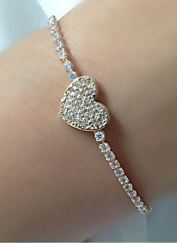Pulseira / Tornozeleira Gravata Coração banhado em ouro 18k Pulseira / Tornozeleira Gravata Coração banhado em ouro 18k