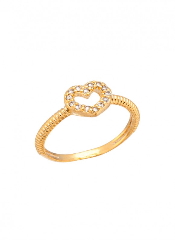 Anel com coração cravado de brilhante folheado em ouro 18k Anel com coração cravado de brilhante folheado em ouro 18k