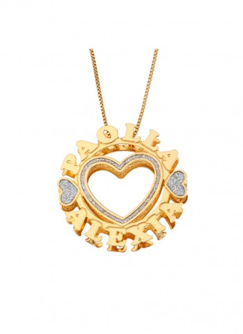 Colar com pingente de coração com dois nomes personalizados folheado em ouro 18k  Colar com pingente de coração com dois nomes personalizados folheado em ouro 18k