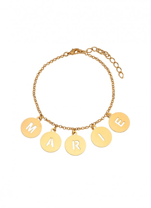 Pulseira Infantil personalizada com pingentes de letras folheado em ouro 18k Pulseira Infantil personalizada com pingentes de letras folheado em ouro 18k