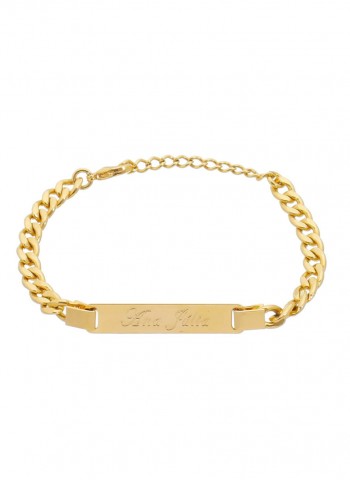 Pulseira de corrente grossa com placa com nome personalizado folheado em ouro 18k  Pulseira de corrente grossa com placa com nome personalizado folheado em ouro 18k