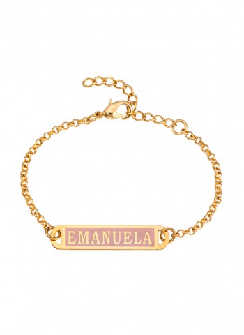 Pulseira Infantil estilo corrente com placa personalizada colorida e nome gravado folheado em ouro 18k  Pulseira Infantil estilo corrente com placa personalizada colorida e nome gravado folheado em ouro 18k