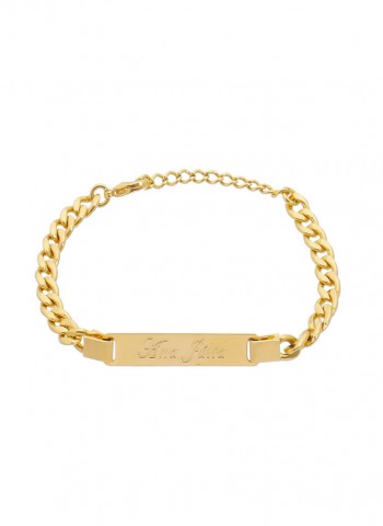 Pulseira Infantil estilo corrente com placa personalizada com nome gravado folheado em ouro 18k  Pulseira Infantil estilo corrente com placa personalizada com nome gravado folheado em ouro 18k
