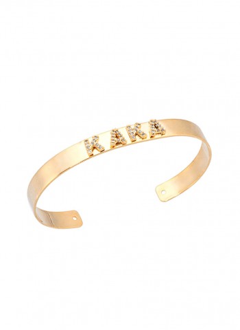 Pulseira chata de ajuste com nome cravado personalizado com brilhante folheado em ouro 18k  Pulseira chata de ajuste com nome cravado personalizado com brilhante folheado em ouro 18k
