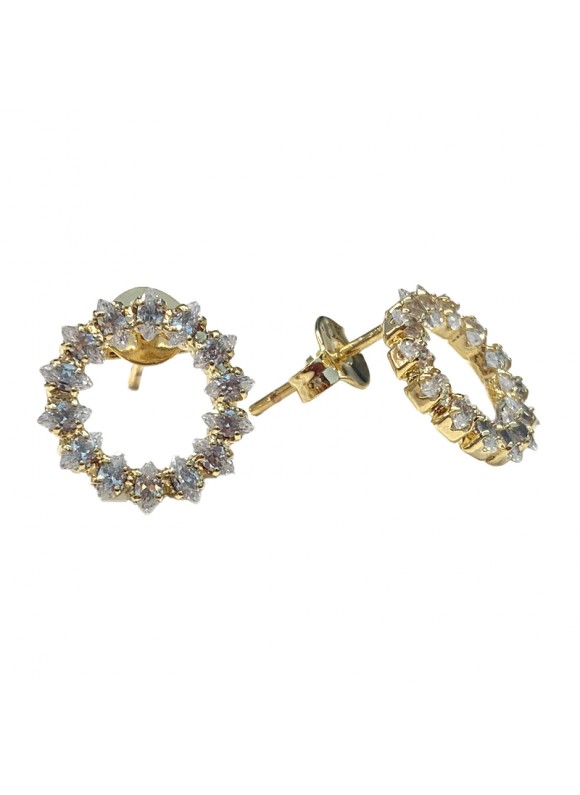 Par de Brincos Redondo Shine banhado em ouro 18k