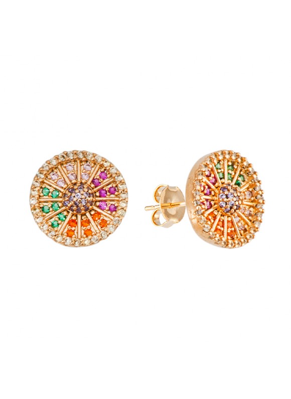 Par de Brincos pizza color folheado em ouro 18k