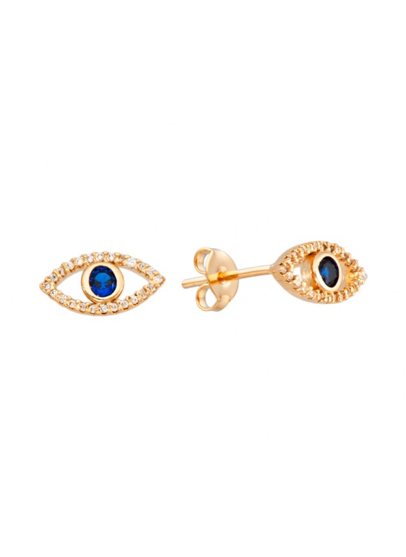 Par de Brincos olho grego banhado em ouro 18k 