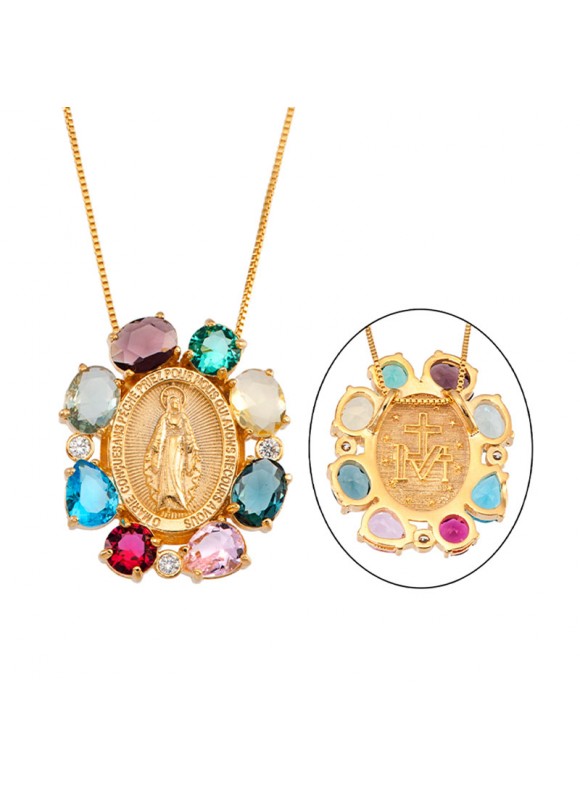 Escapulário pedras ELEGANCE banhado em ouro 18k